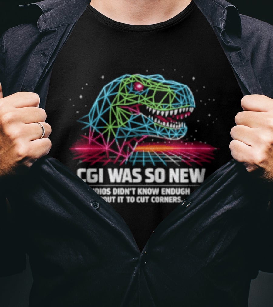 CGI Was So New Studios Didn't Know Enough About It To Cut Corners Dinosaur Triangles And Lines T-Shirt