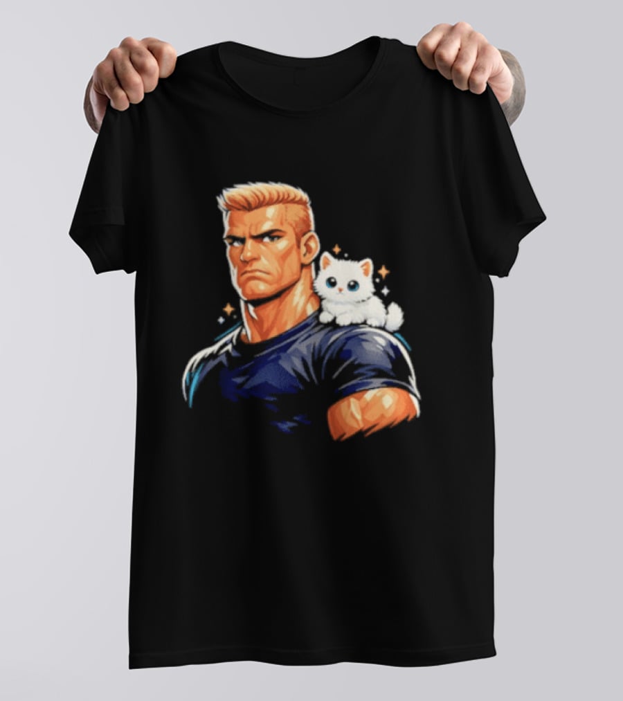 GigaChad With Tiny Cat Meme Buff Aesthetic T-Shirt