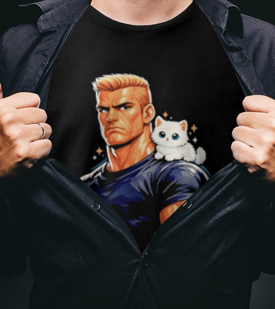 GigaChad With Tiny Cat Meme Buff Aesthetic T-Shirt