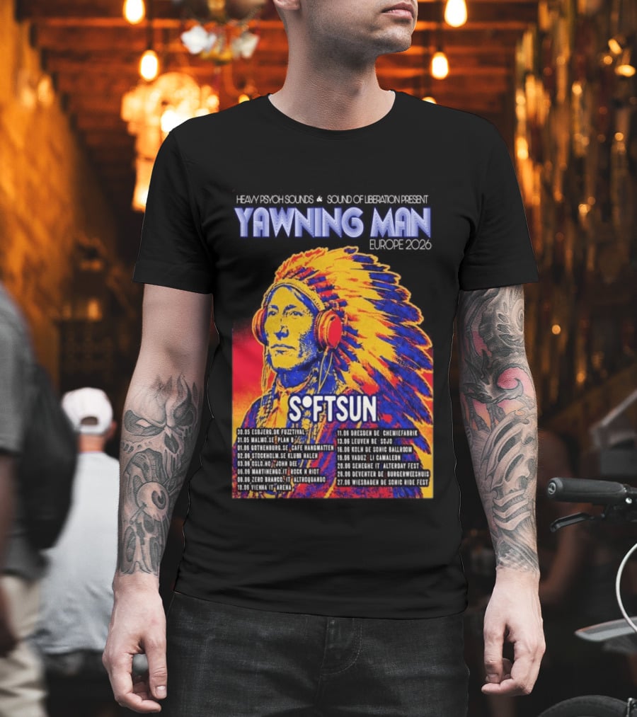 Heavy Psych Sounds Yawning Man Softsun Europe 2026 Tour T-Shirt