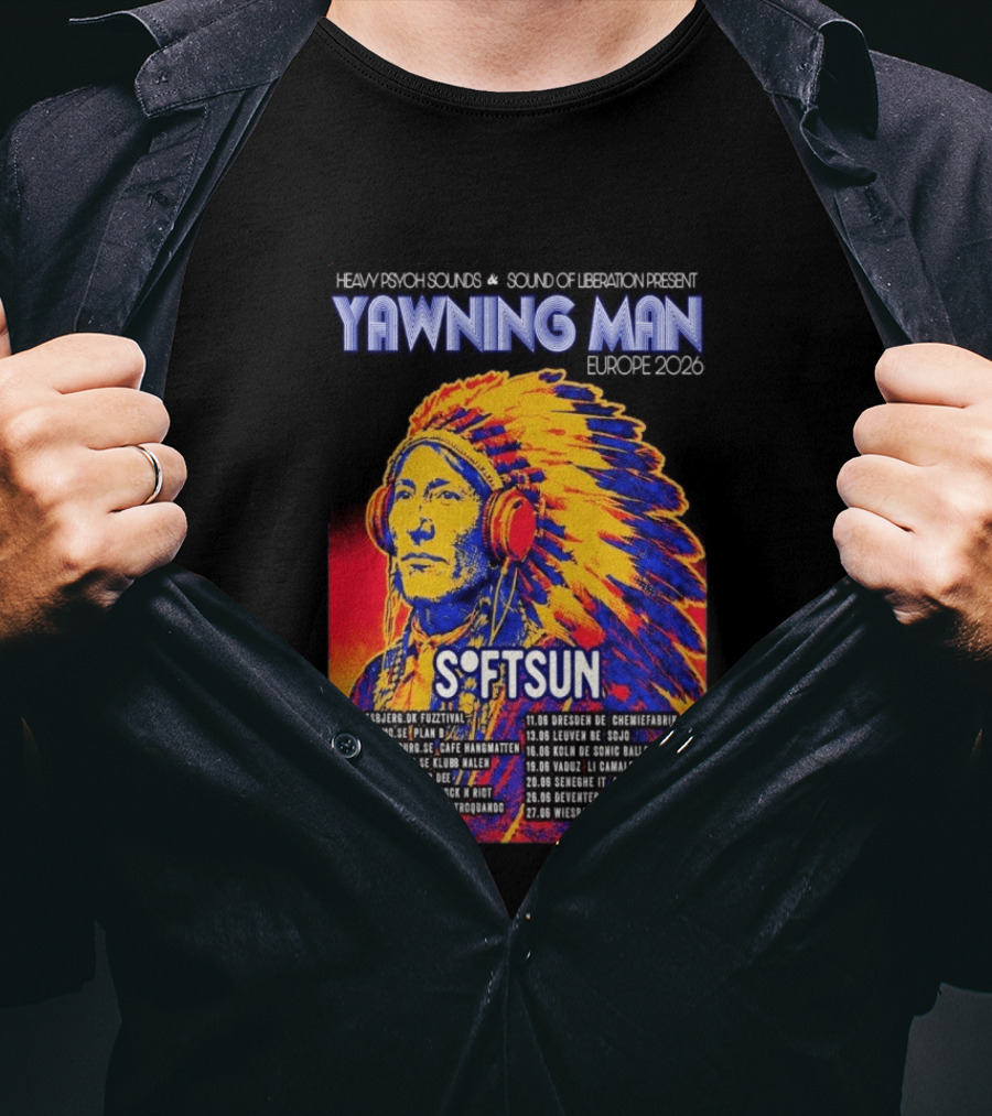 Heavy Psych Sounds Yawning Man Softsun Europe 2026 Tour T-Shirt