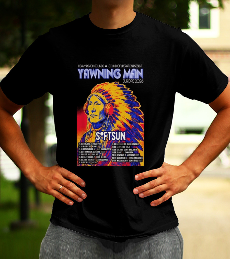 Heavy Psych Sounds Yawning Man Softsun Europe 2026 Tour T-Shirt