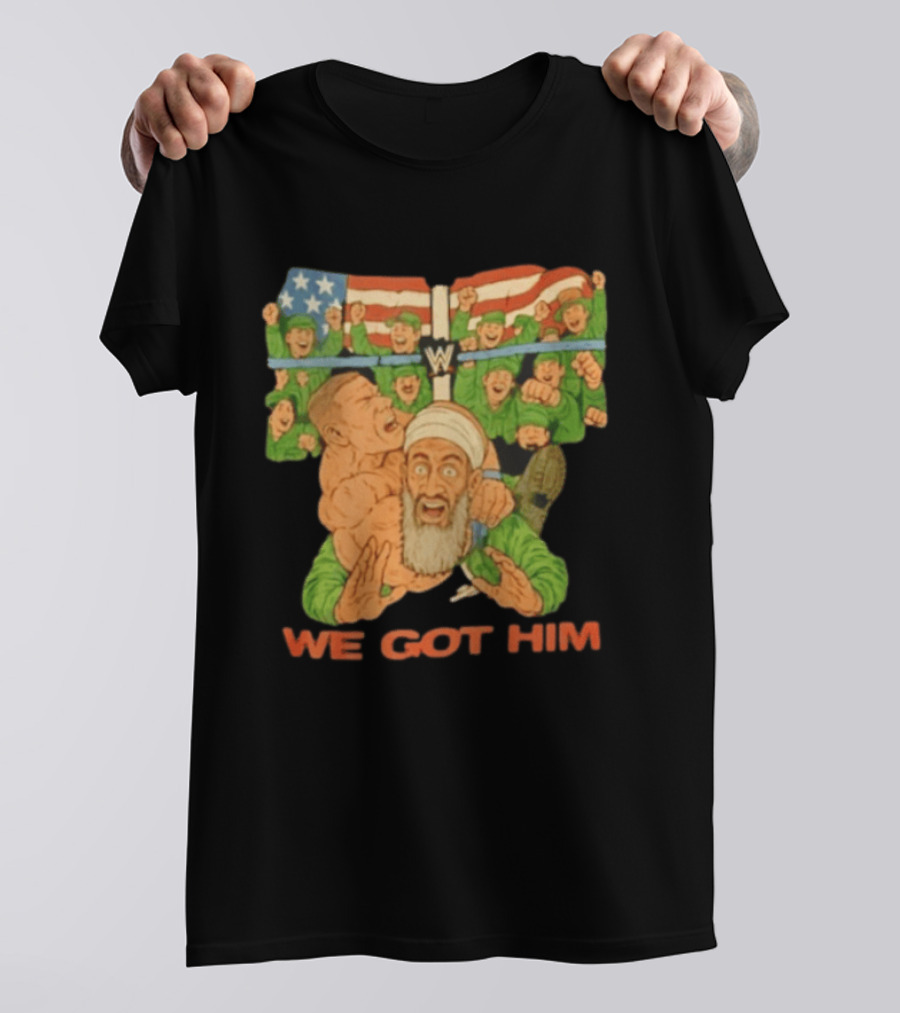 John Cena Vs Osama Bin Laden WWE We Got Him Victory USA Flag T-Shirt
