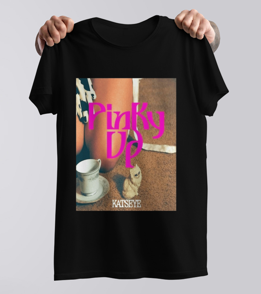 Katseye Pinky Up Vintage Cup And Cat Figurine T-Shirt