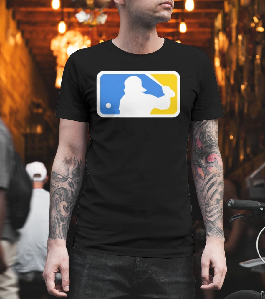 MLB The Kid Batter Silhouette Blue Yellow T-Shirt