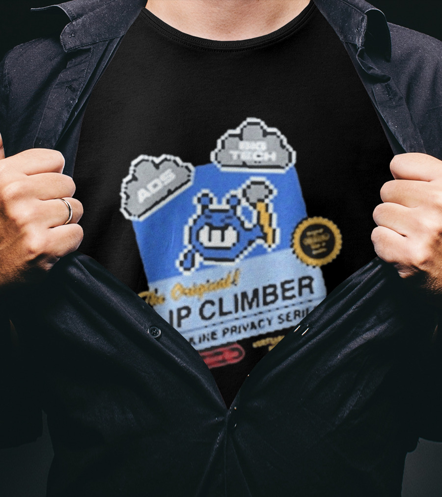 The Original IP Climber Online Privacy Series Retro Tech AOS Pixel Gaming T-Shirt