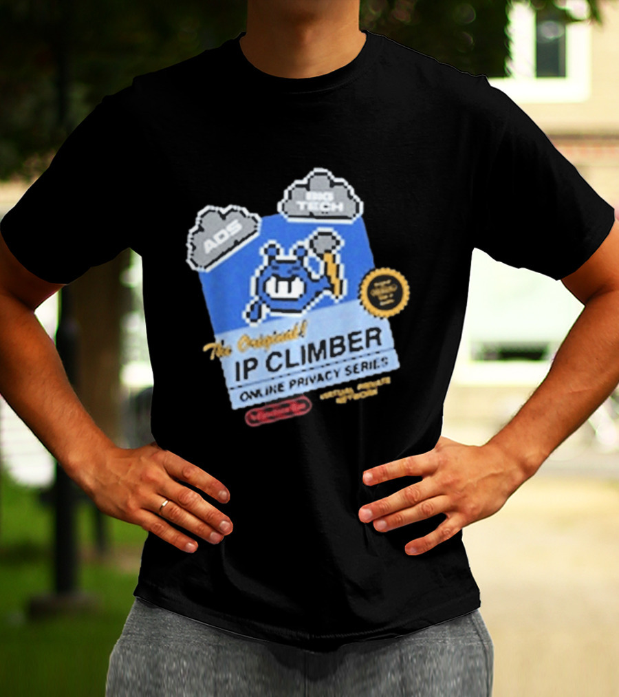 The Original IP Climber Online Privacy Series Retro Tech AOS Pixel Gaming T-Shirt