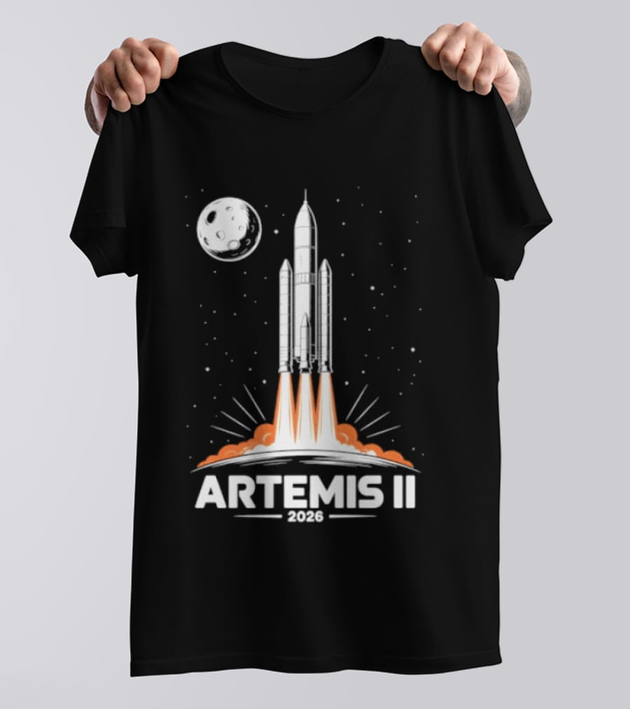 Artemis II 2026 Rocket Launch To The Moon With Spacecraft And Moon T-Shirt
