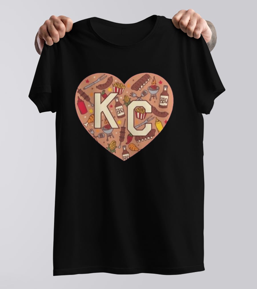 KC Heart BBQ With Grills Ribs And Sauce T-Shirt