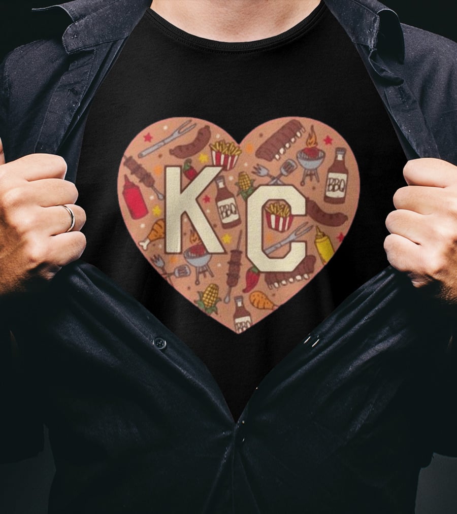KC Heart BBQ With Grills Ribs And Sauce T-Shirt