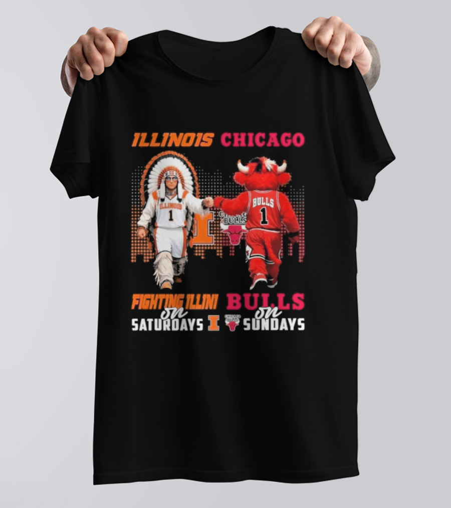 Illinois Fighting Illini On Saturdays Chicago Bulls On Sundays T-Shirt