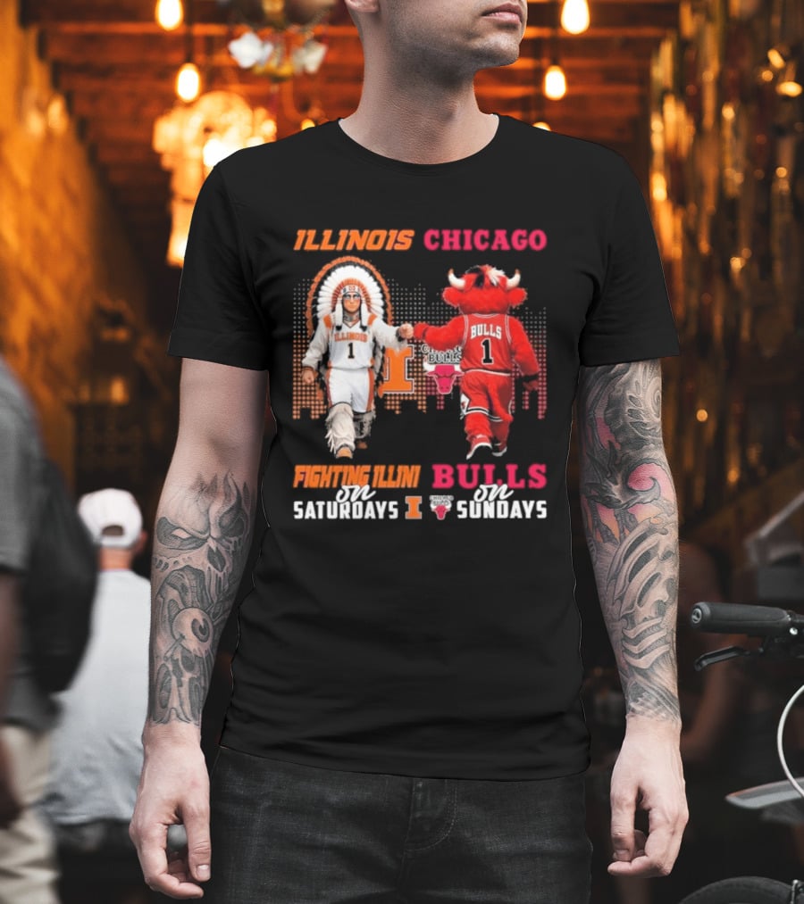 Illinois Fighting Illini On Saturdays Chicago Bulls On Sundays T-Shirt