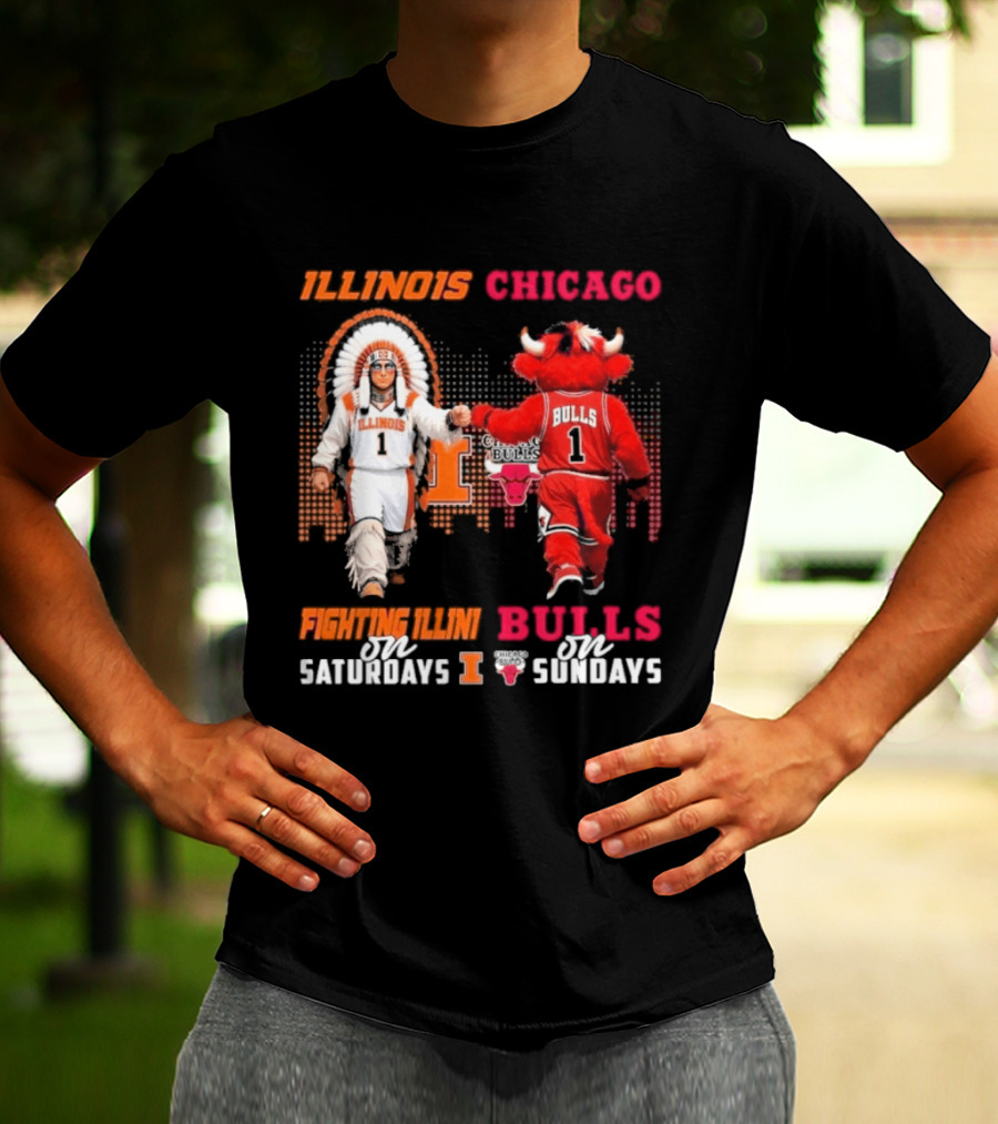 Illinois Fighting Illini On Saturdays Chicago Bulls On Sundays T-Shirt