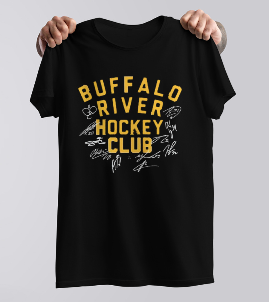 Buffalo River Hockey Club Vintage Style Graphic With White Sketch Marks T-Shirt