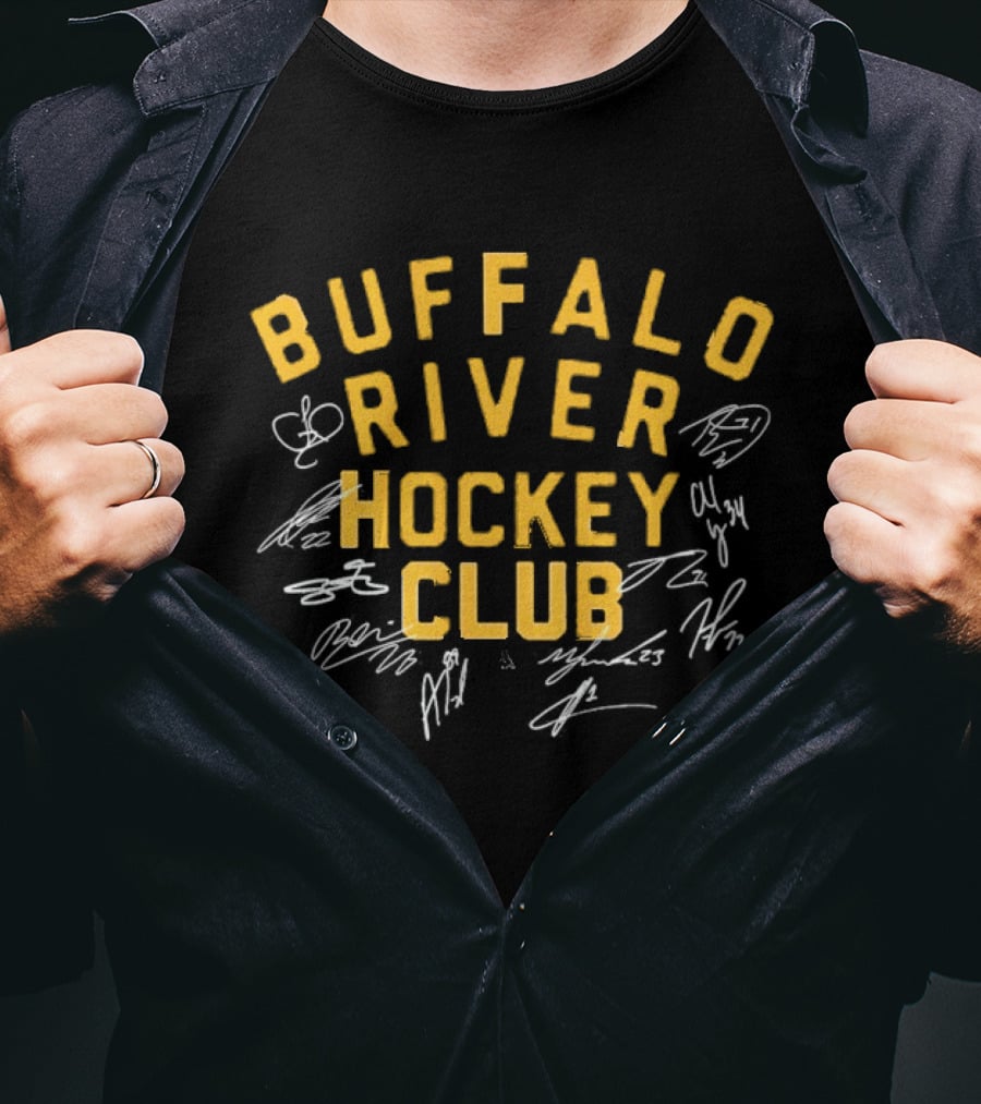 Buffalo River Hockey Club Vintage Style Graphic With White Sketch Marks T-Shirt