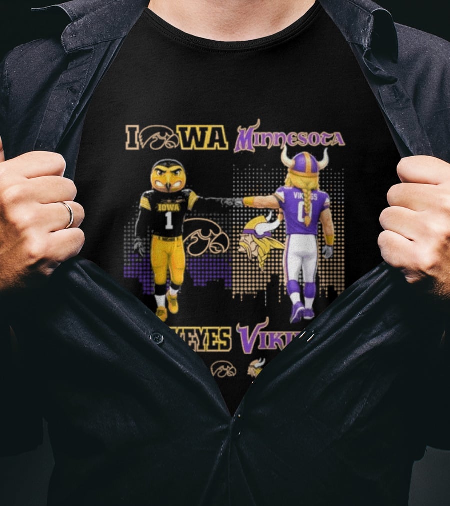Iowa Hawkeyes On Saturdays Minnesota Vikings On Sundays Football Mascots T-Shirt