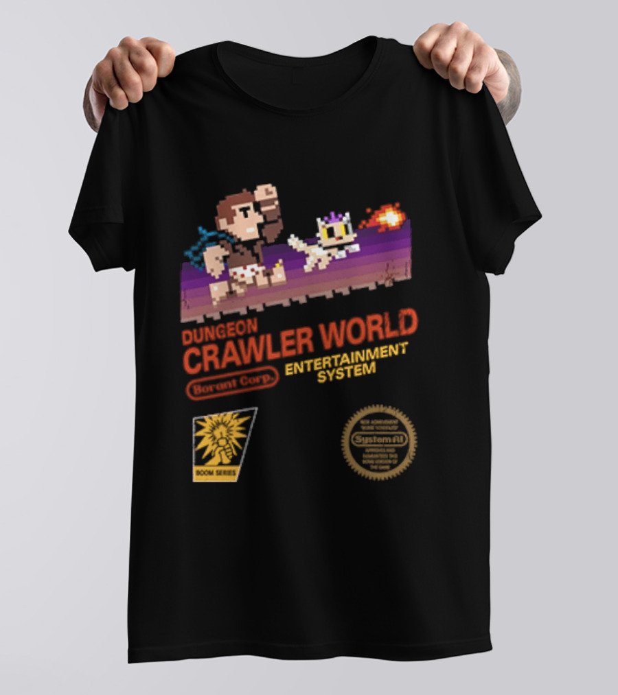 Dungeon Crawler World Entertainment System Pixel Adventure Quest Retro Game T-Shirt