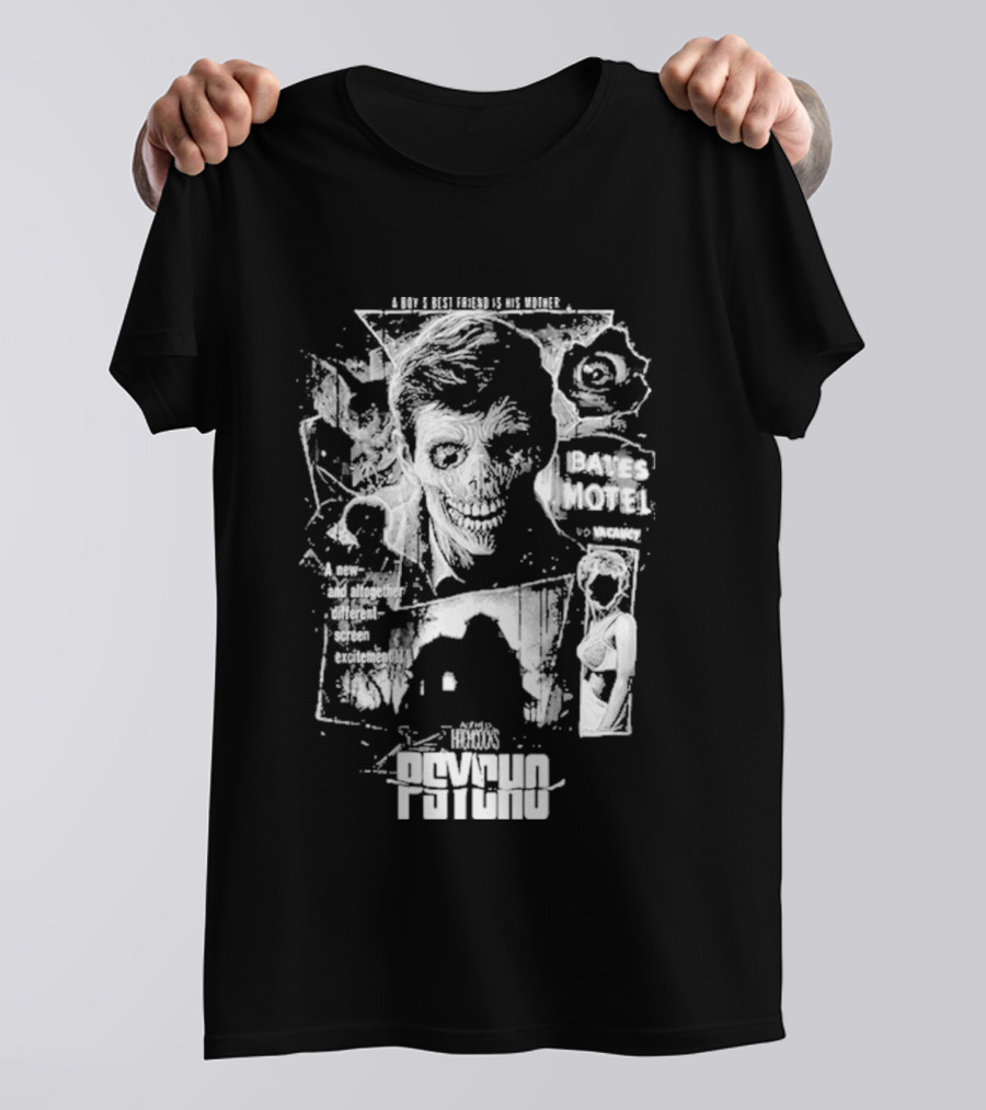 Psycho Hitchcock Collage 1960 Classic Movie Icy Blackness 2026 T-Shirt