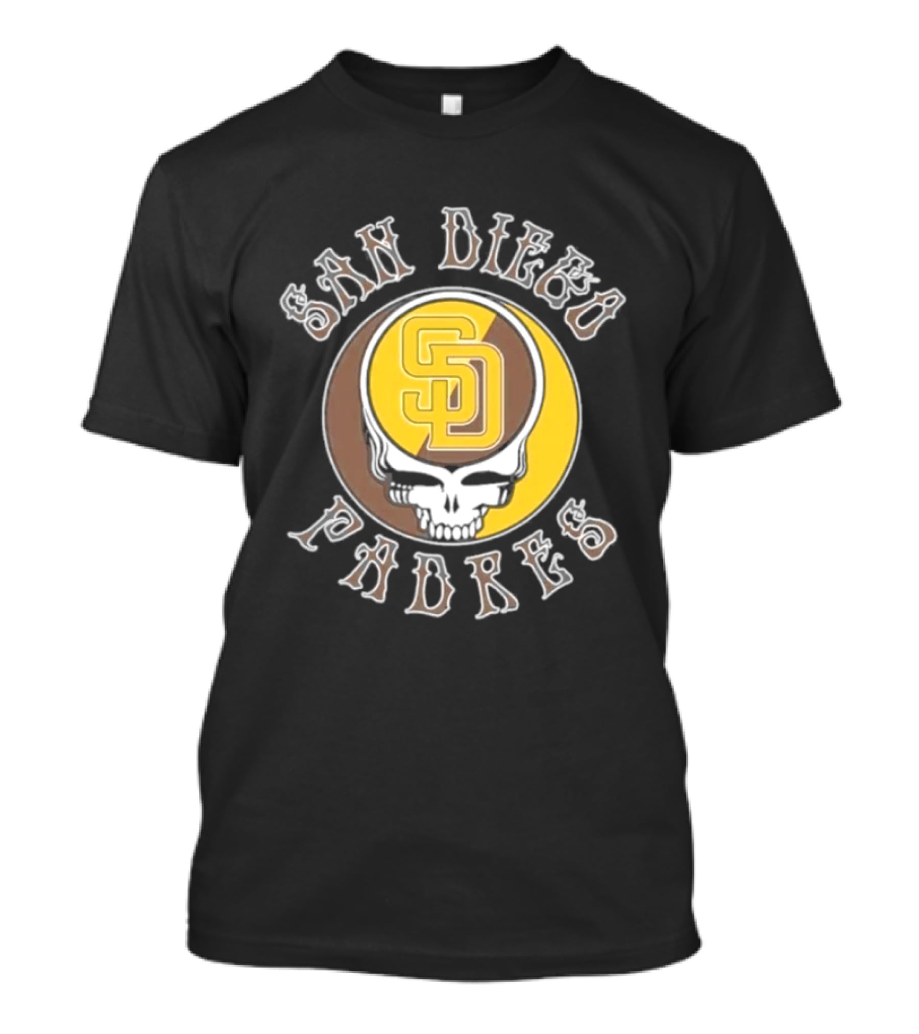 San Diego Padres SD Skull Brown Yellow T-Shirt