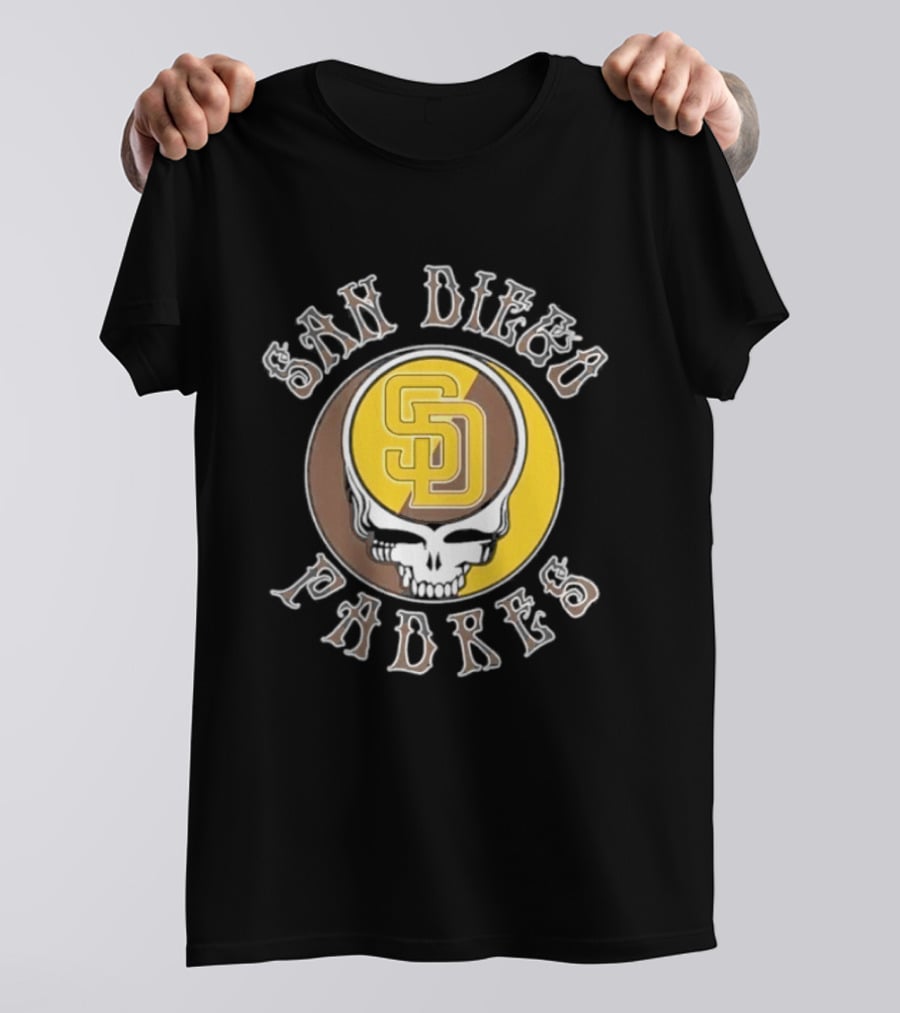 San Diego Padres SD Skull Brown Yellow T-Shirt