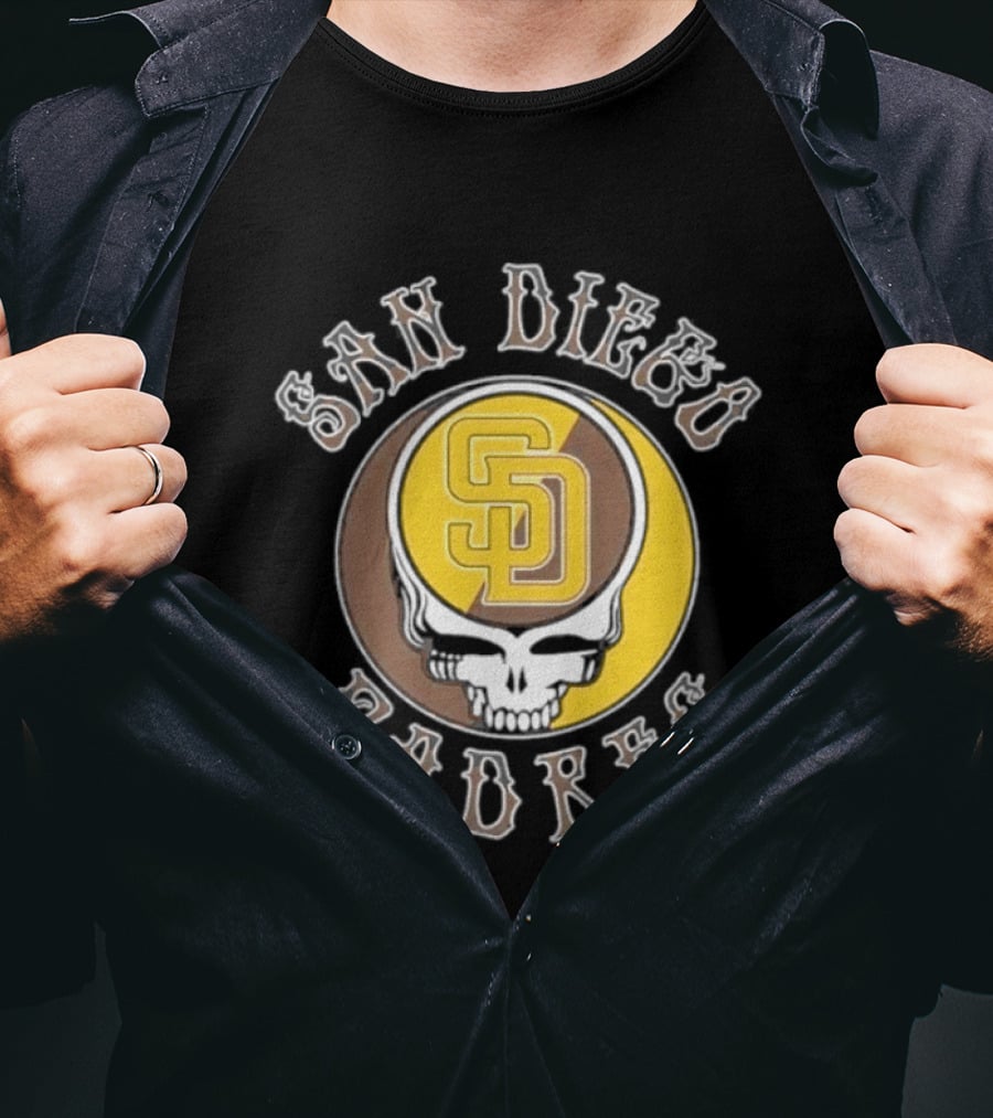 San Diego Padres SD Skull Brown Yellow T-Shirt