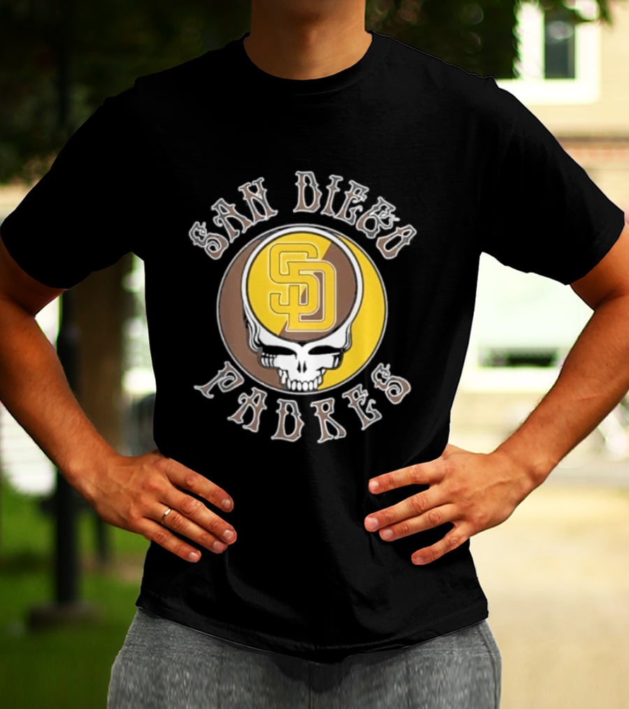San Diego Padres SD Skull Brown Yellow T-Shirt