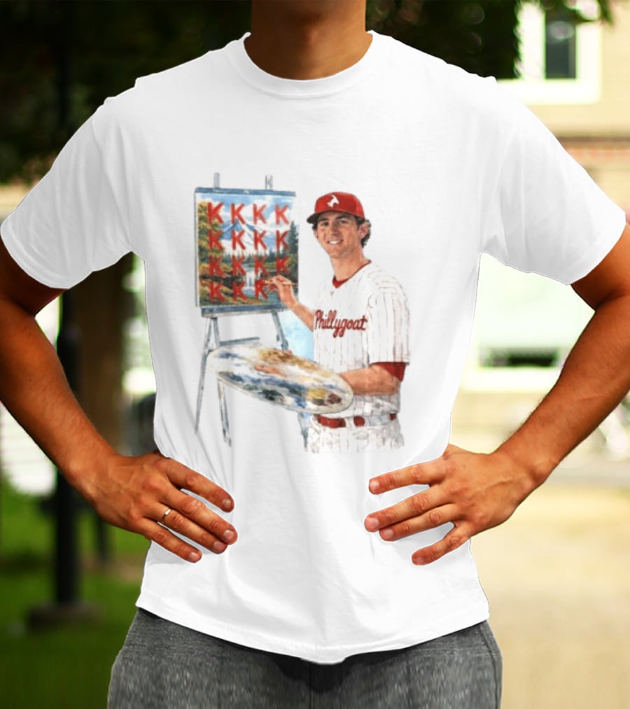 Andrew Painter Phillies Pitcher Painting Happy Little K's Phillygoat Baseball T-Shirt