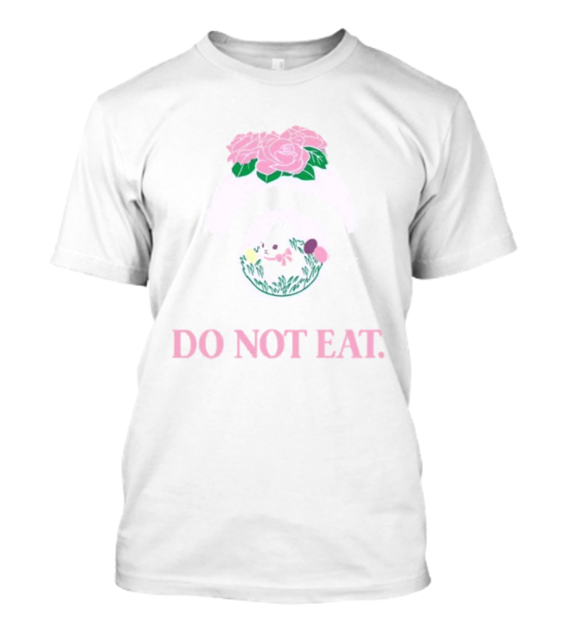 Do Not Eat Sugar Egg Bunny Floral Motif T-Shirt