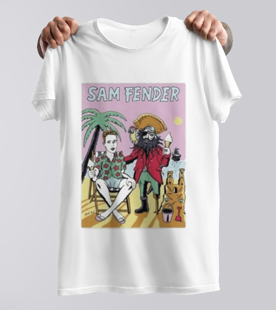 Sam Fender Tropical Pirate Ice Cream Adventure Scene T-Shirt