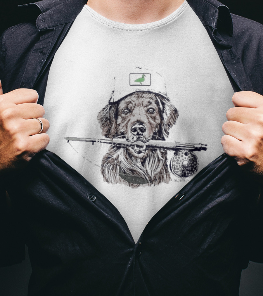 Shades Sunglasses Fishing Buddy Dog Pilot Hat T-Shirt