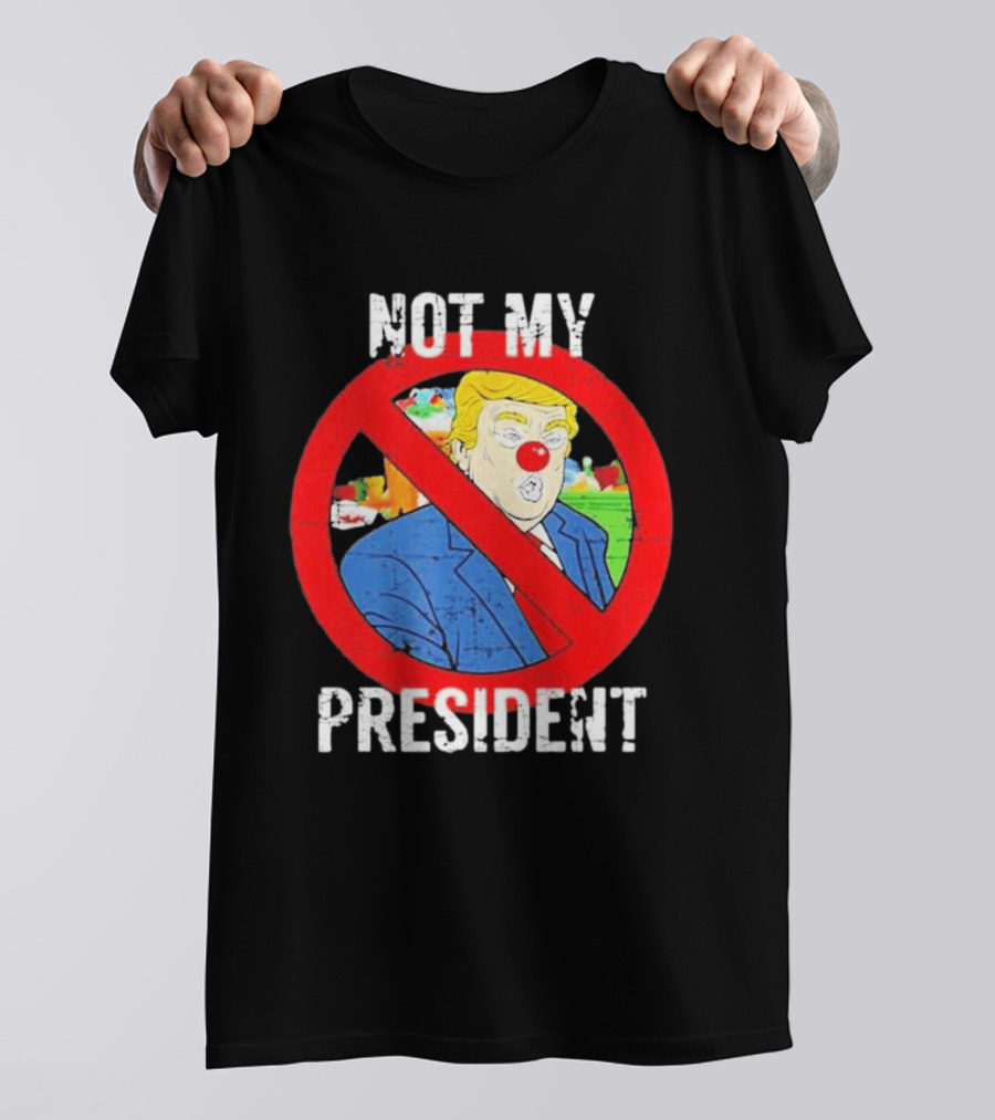 Not My President Trump Clown Red Circle T-Shirt