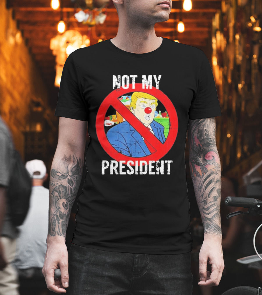 Not My President Trump Clown Red Circle T-Shirt