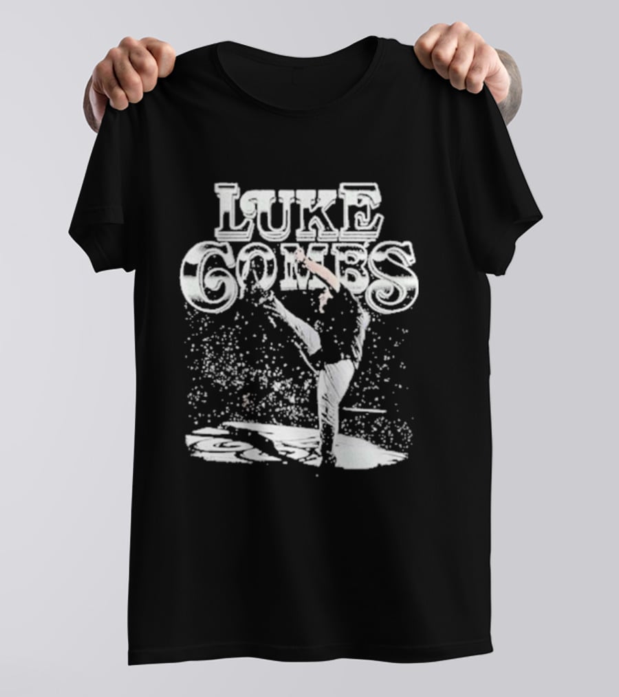 Luke Combs Stage Performance Art With Microphone And Hands Up Gesture T-Shirt