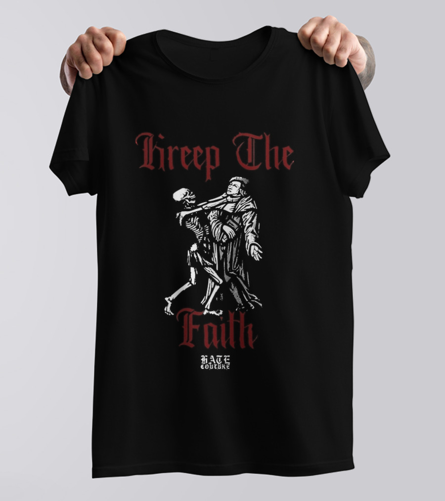Kreep The Faith Hate Couture Gothic Skeletons Embrace T-Shirt