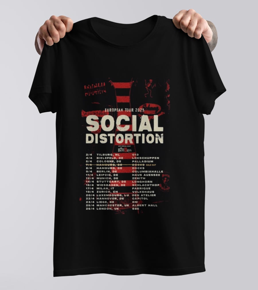 Social Distortion European Tour 2025 Tilburg Berlin Manchester London Dates Venues T-Shirt