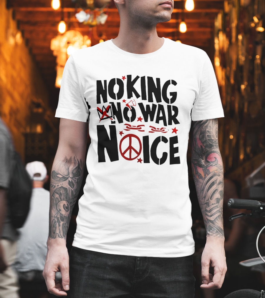 No King No War Peace Symbol Chain And Crown T-Shirt