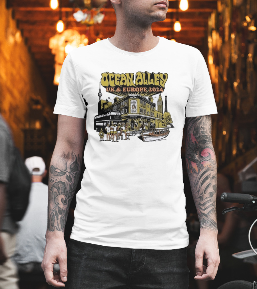 Ocean Alley UK And Europe 2024 Tour Pocket Tavern Scene With Landmarks T-Shirt