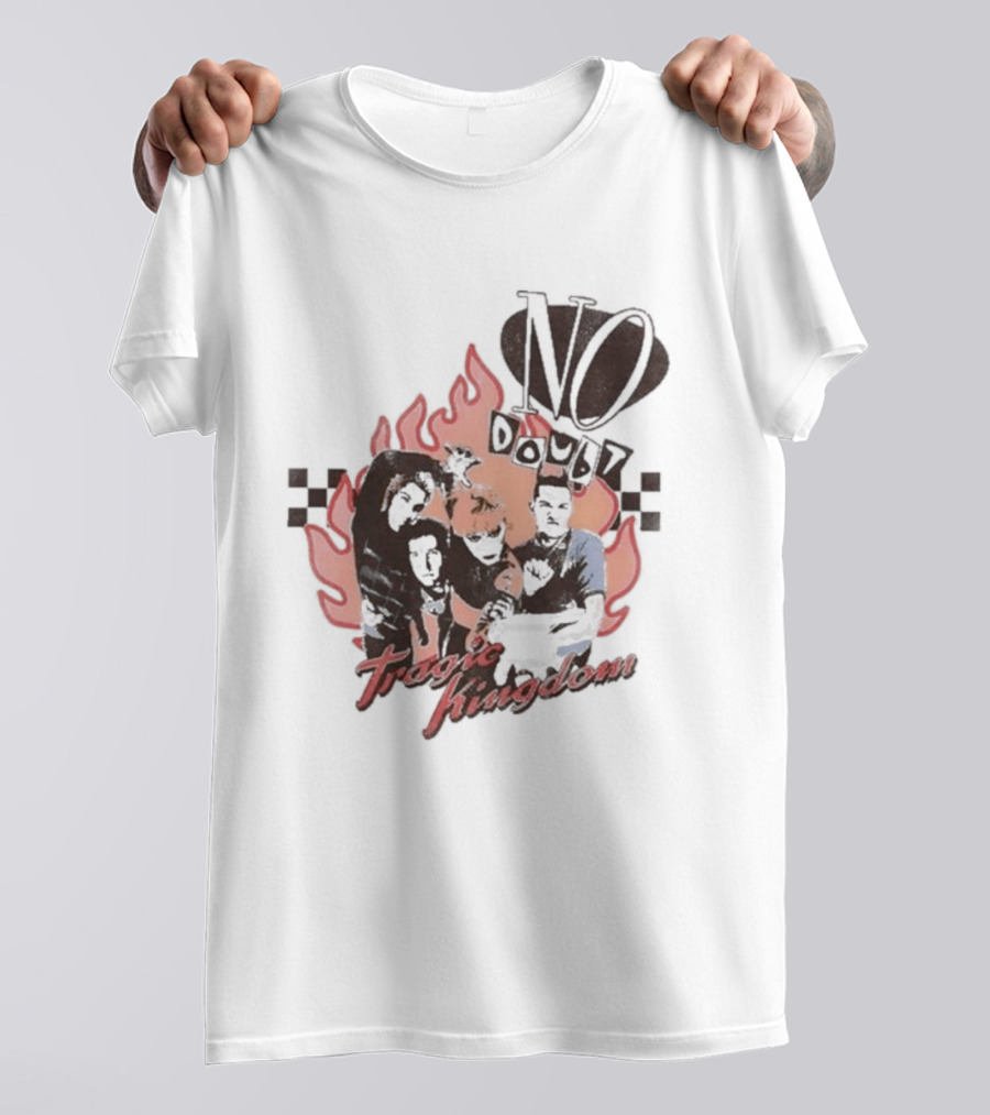 No Doubt Tragic Kingdom Band Flames And Checkerboard T-Shirt