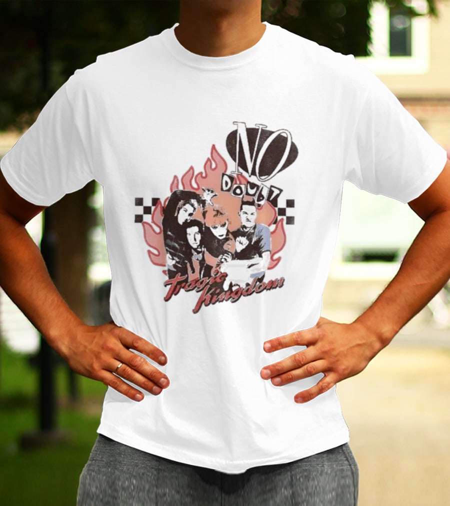 No Doubt Tragic Kingdom Band Flames And Checkerboard T-Shirt