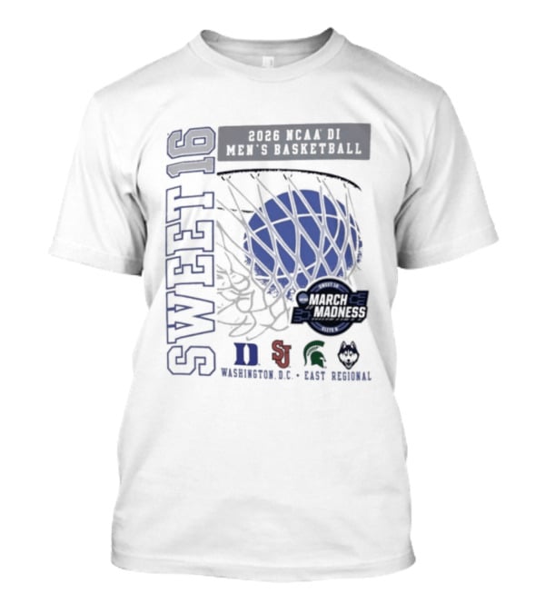 Sweet 16 2026 NCAA DI Men's Basketball East Regional Duke, St. John's, Michigan State, Eastern Kentucky T-Shirt