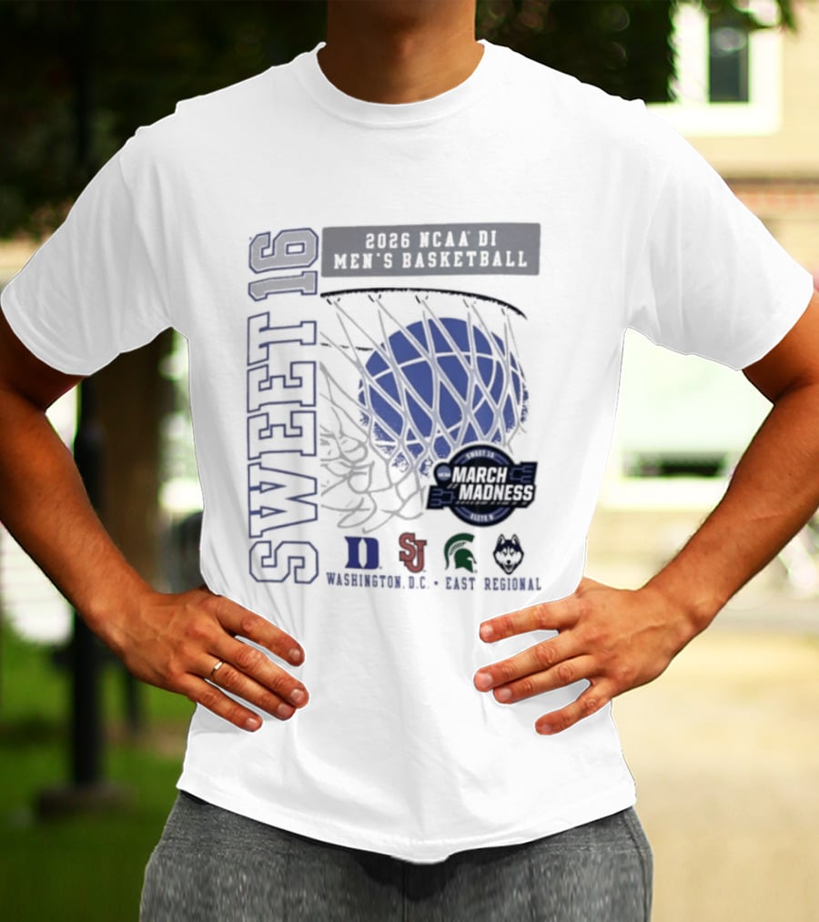 Sweet 16 2026 NCAA DI Men's Basketball East Regional Duke, St. John's, Michigan State, Eastern Kentucky T-Shirt