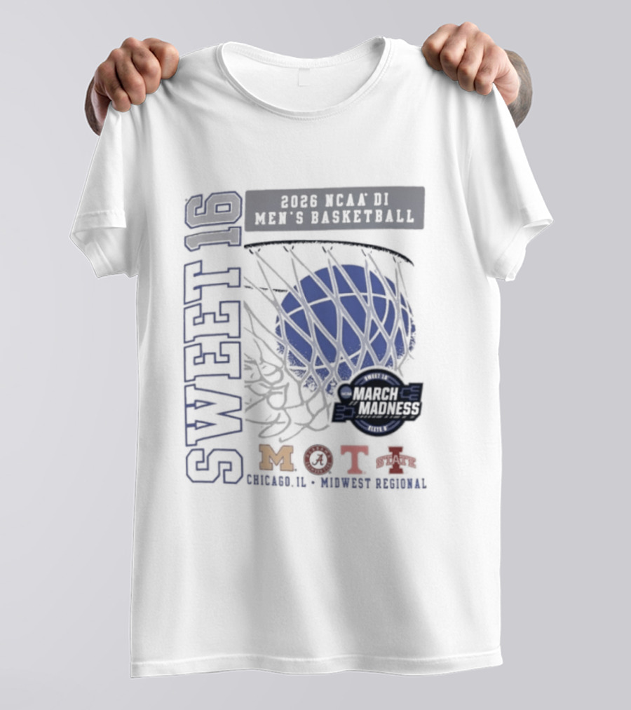 Sweet 16 2026 NCAA DI Men's Basketball Midwest Regional March Madness MOTA Chicago Illinois T-Shirt