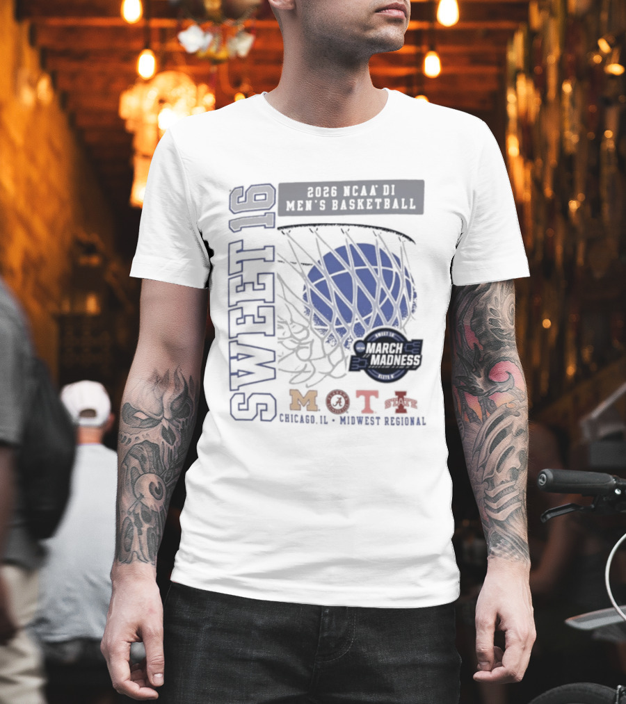 Sweet 16 2026 NCAA DI Men's Basketball Midwest Regional March Madness MOTA Chicago Illinois T-Shirt