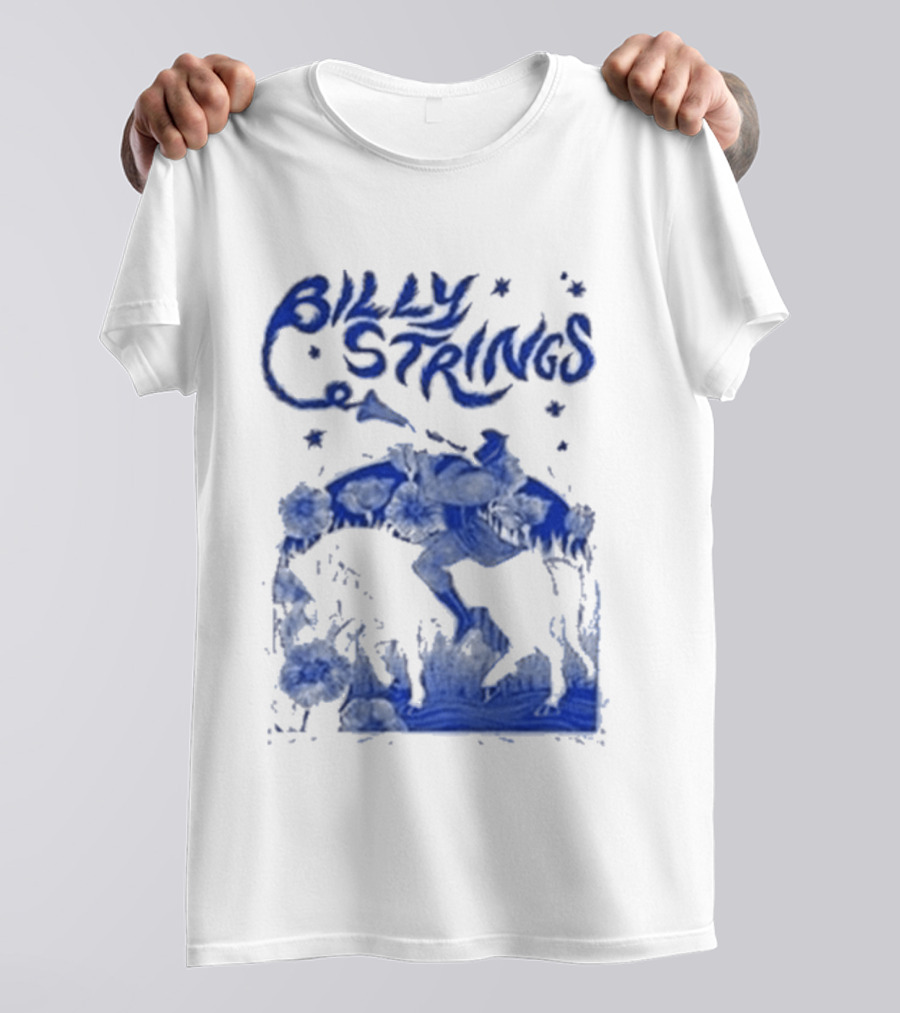 Billy Strings Fall Tour 2026 Skeleton Moon Walking Artistic Blue T-Shirt