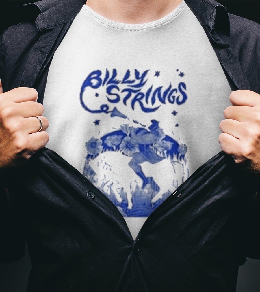 Billy Strings Fall Tour 2026 Skeleton Moon Walking Artistic Blue T-Shirt