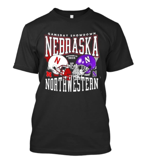 Nebraska Cornhuskers Northwestern Wildcats Gameday Showdown 2025 Helmet Matchup T-Shirt