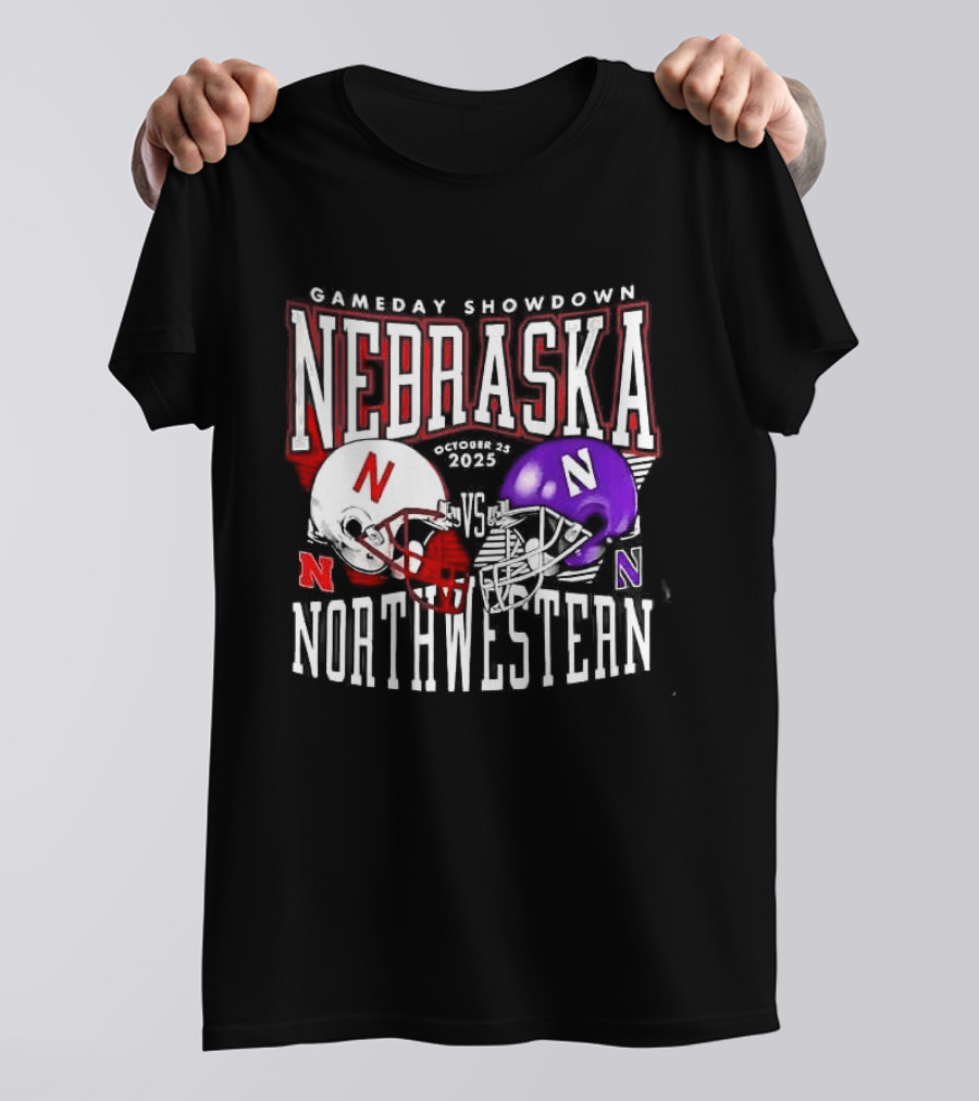 Nebraska Cornhuskers Northwestern Wildcats Gameday Showdown 2025 Helmet Matchup T-Shirt