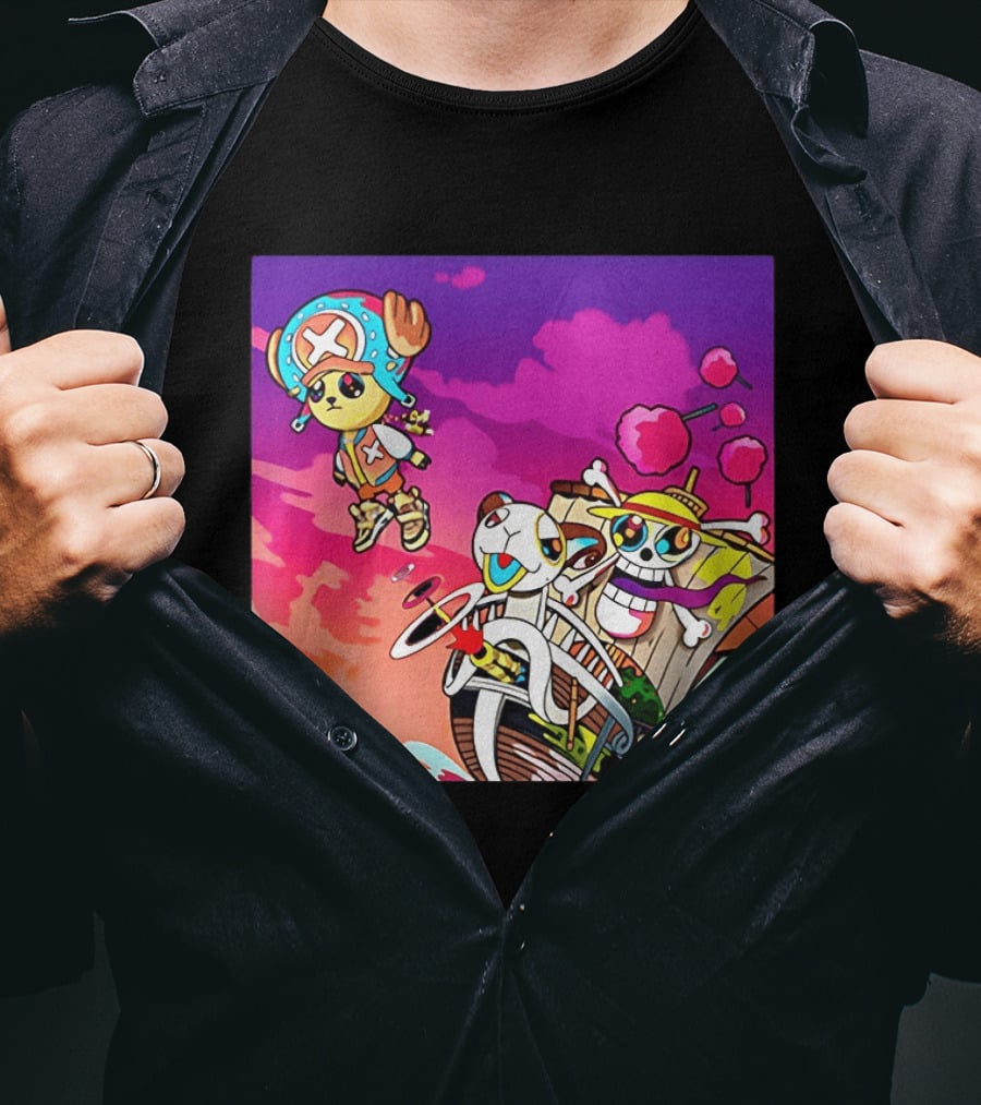 Tony Tony Chopper One Piece Anime Meets Kanye Graduation Style Fusion T-Shirt