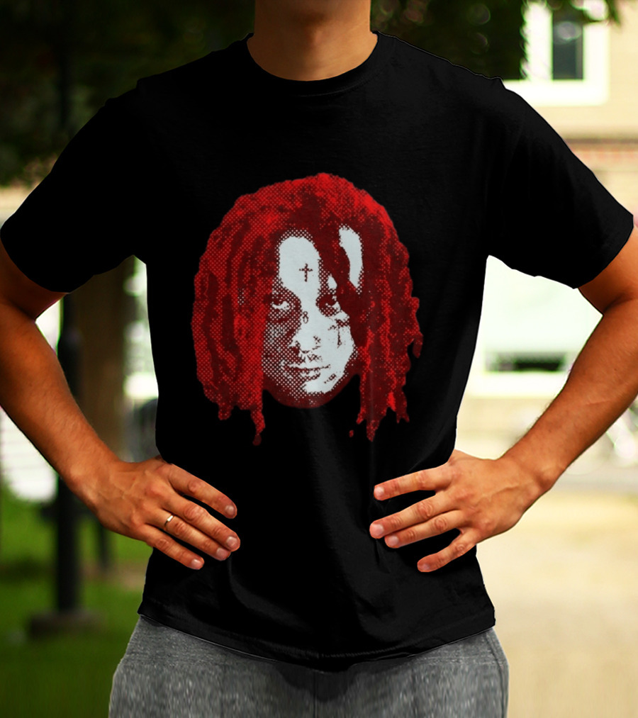Trippie Redd Red Dreadlocks Face Tattoo T-Shirt
