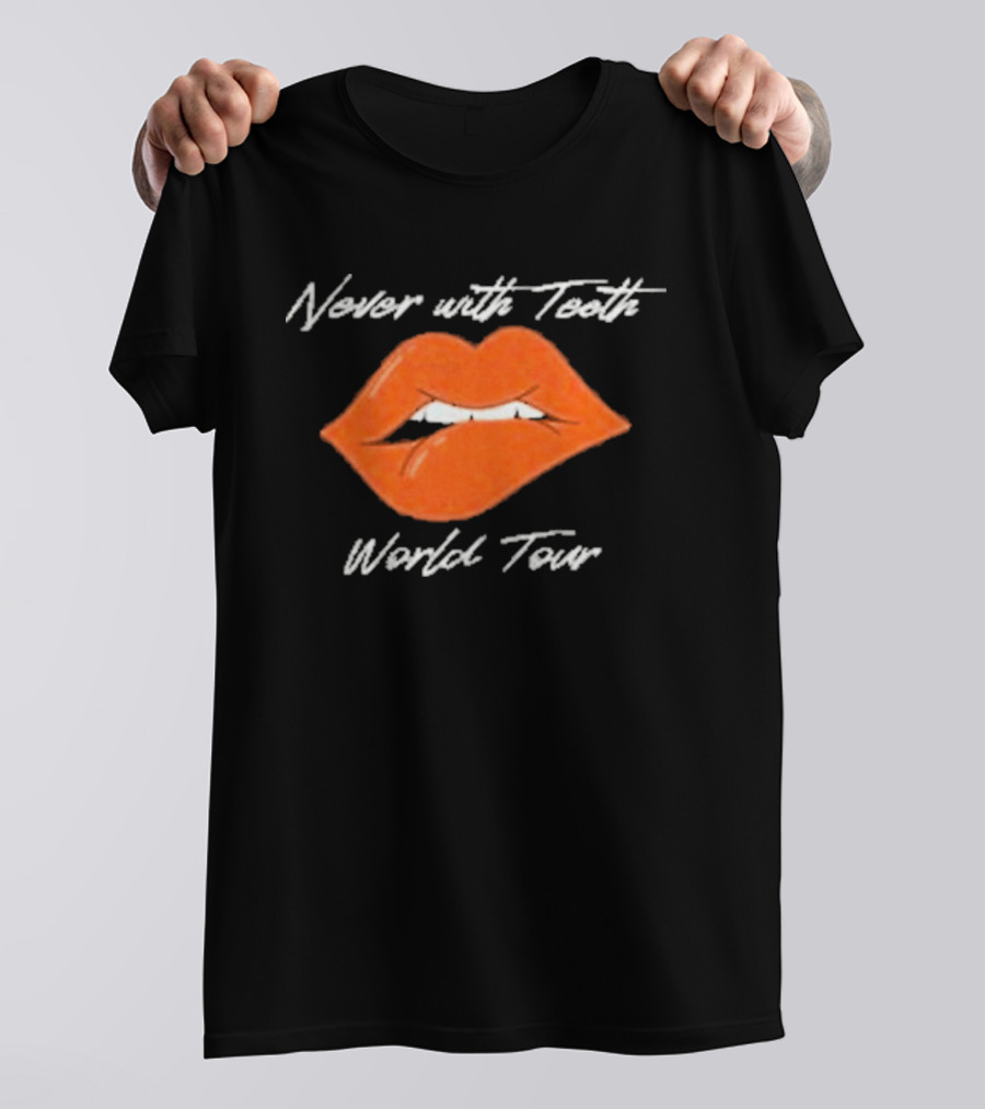 Never With Teeth World Tour Orange Lips T-Shirt